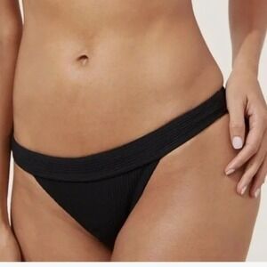 NEW Andie Swim The Banded Cheeky Rib Bikini Bottom Black Size M NWT